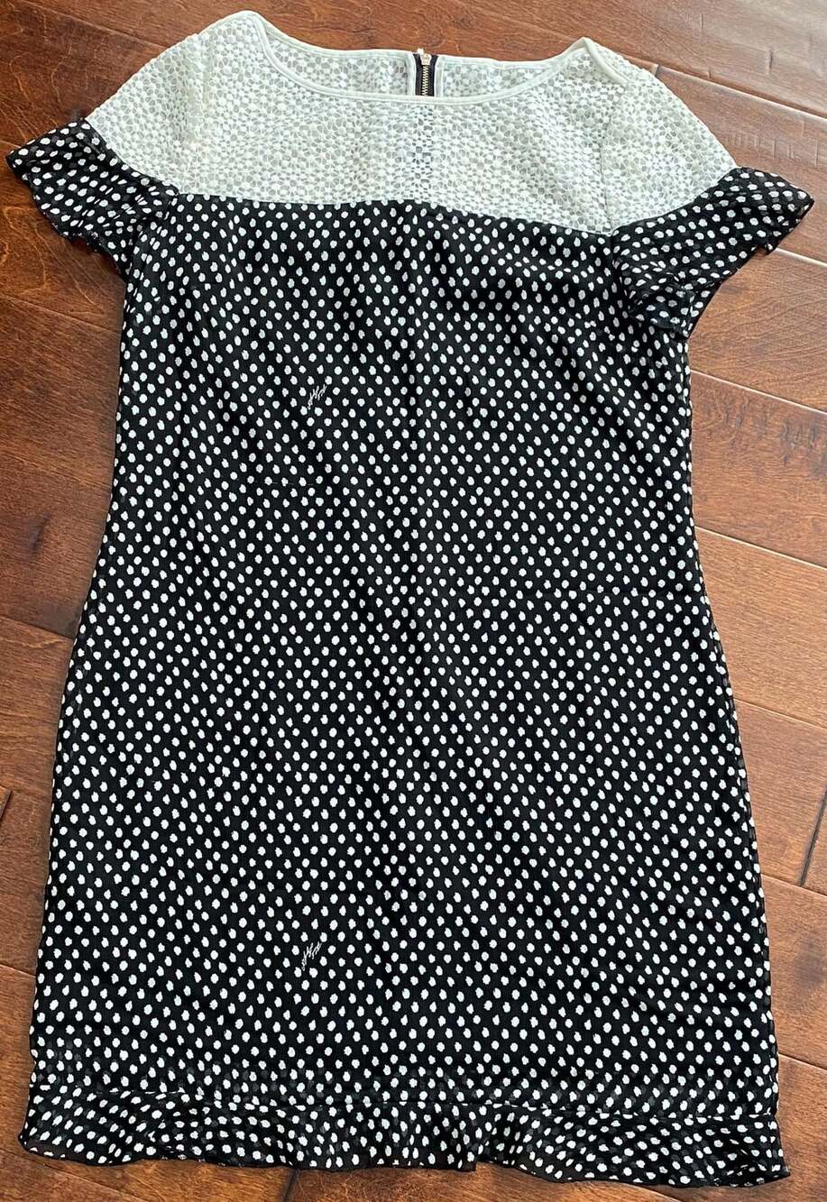 Karl Lagerfeld Polka Dot Ruffle Sleeve Cocktail Dress Size 10